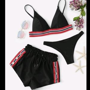 Black Retro 3 piece bathing suit 👙